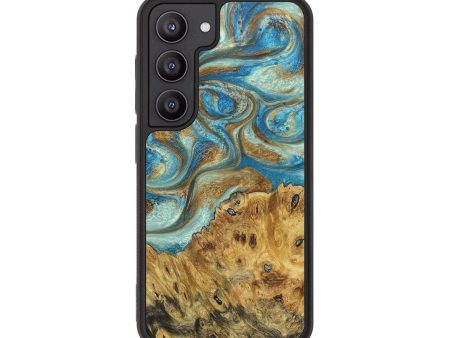 Galaxy S23 Wood+Resin Phone Case - Claude (Teal & Gold, 676689) Discount