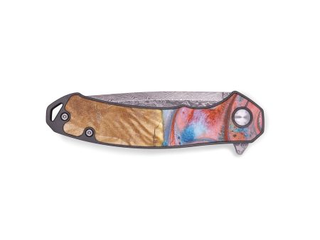 EDC Wood+Resin Pocket Knife - Toni (Teal & Gold, 672017) For Discount