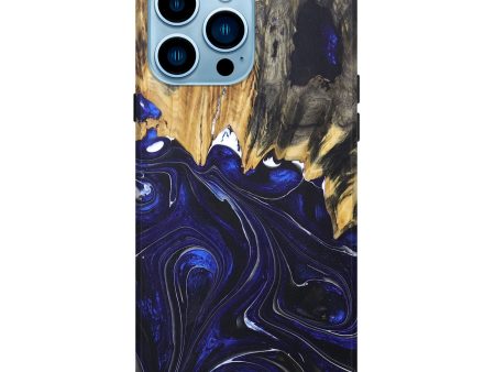 iPhone 14 Pro Max Wood+Resin Live Edge Phone Case - Jalen (Blue, 675600) Online Hot Sale