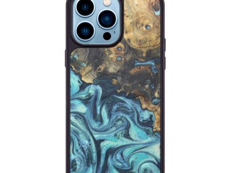 iPhone 14 Pro Max Wood+Resin Phone Case - Effie (Blue, 674178) For Sale