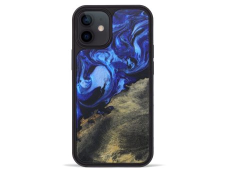 iPhone 12 mini Wood+Resin Phone Case - Jase (Blue, 672150) For Sale