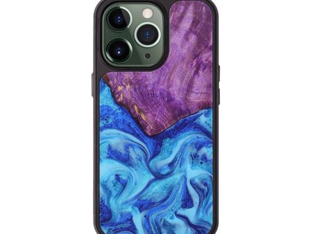 iPhone 13 Pro Wood+Resin Phone Case - Atticus (Blue, 675185) For Sale