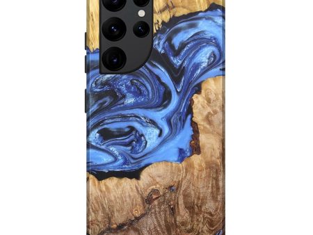 Galaxy S22 Ultra Wood+Resin Live Edge Phone Case - Keegan (Blue, 675609) Fashion