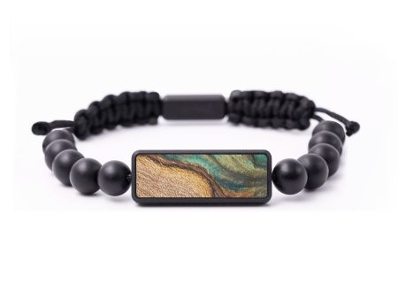 Onyx Bead Wood+Resin Bracelet - Muriel (Green, 672368) For Sale