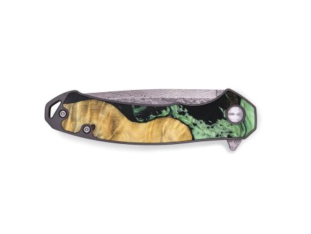 EDC Wood+Resin Pocket Knife - April (Green, 671998) on Sale