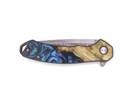 EDC Wood+Resin Pocket Knife - Brad (Blue, 671931) Cheap