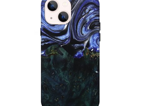 iPhone 14 Wood+Resin Live Edge Phone Case - Camila (Blue, 674097) Hot on Sale