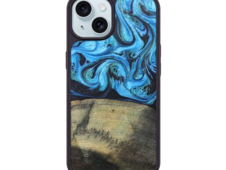 iPhone 15 Wood+Resin Phone Case - Frederick (Blue, 673286) Sale