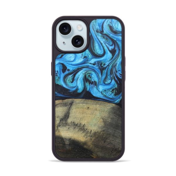 iPhone 15 Wood+Resin Phone Case - Frederick (Blue, 673286) Sale