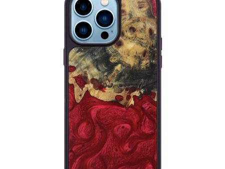 iPhone 14 Pro Max Wood+Resin Phone Case - Tammie (Red, 672124) For Sale