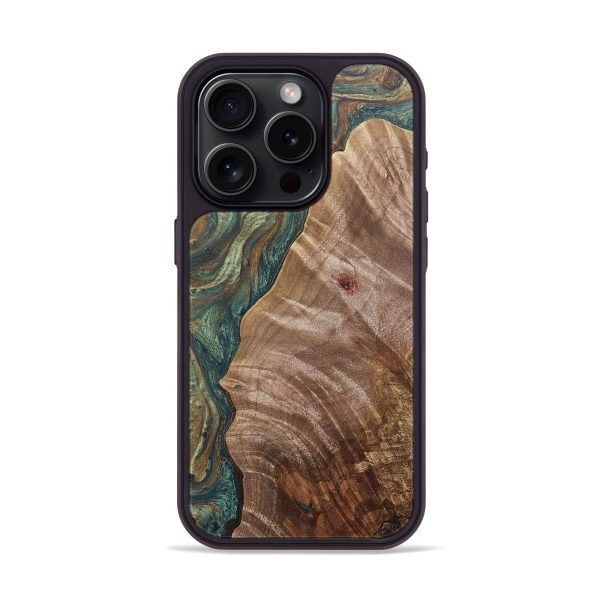 iPhone 15 Pro Wood+Resin Phone Case - Andrea (Green, 674281) Hot on Sale