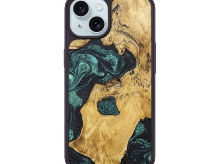 iPhone 15 Wood+Resin Phone Case - Annalise (Green, 672908) Online Sale