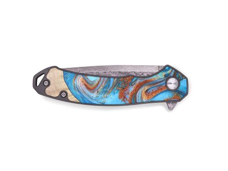 EDC Wood+Resin Pocket Knife - Sharyn (Teal & Gold, 671929) Online Hot Sale