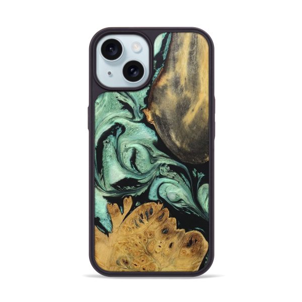 iPhone 15 Wood+Resin Phone Case - Gracelyn (Green, 676649) Discount