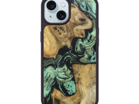 iPhone 15 Wood+Resin Phone Case - Elle (Green, 674286) Supply