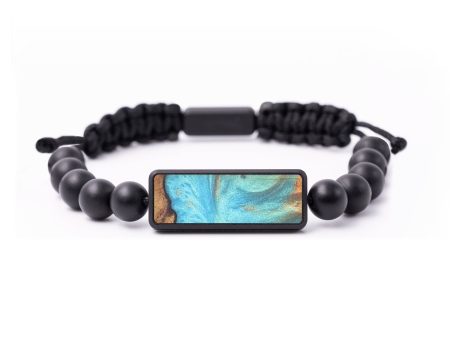 Onyx Bead Wood+Resin Bracelet - Beulah (Teal & Gold, 675567) Online now