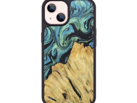 iPhone 14 Wood+Resin Phone Case - Brooke (Green, 672955) For Cheap