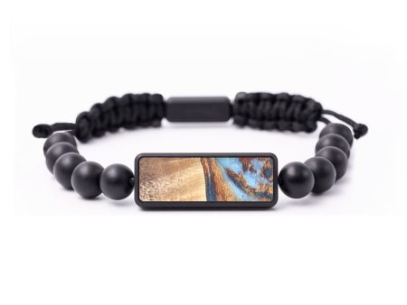 Onyx Bead Wood+Resin Bracelet - Dewey (Teal & Gold, 675586) Online Sale