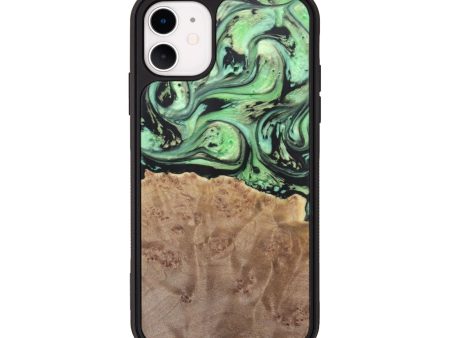 iPhone 11 Wood+Resin Phone Case - Barrett (Green, 677165) Online Sale