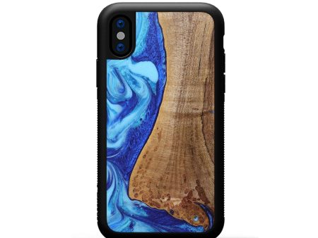 iPhone Xs Wood+Resin Phone Case - Lillie (Blue, 675181) Online Hot Sale