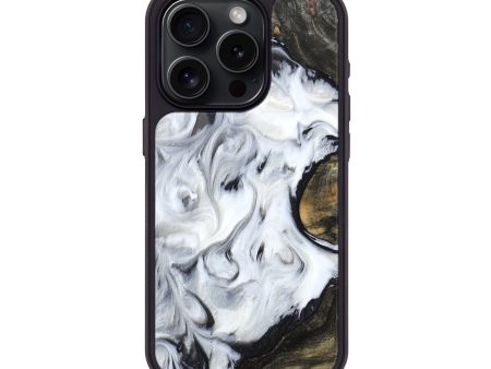 iPhone 15 Pro Wood+Resin Phone Case - Andy (Black & White, 672109) Online now