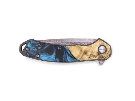 EDC Wood+Resin Pocket Knife - Yasmin (Blue, 671930) For Discount