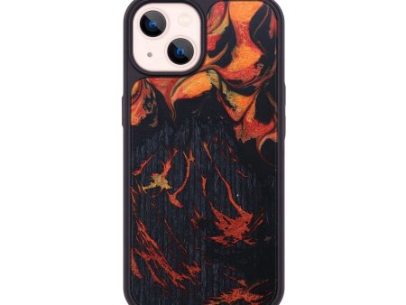 iPhone 14 Wood+Resin Phone Case - Darin (Lava, 673502) For Sale