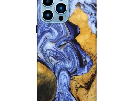 iPhone 14 Pro Max Wood+Resin Live Edge Phone Case - Amir (Blue, 674713) Fashion