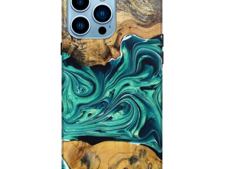 iPhone 14 Pro Max Wood+Resin Live Edge Phone Case - Ashleigh (Green, 674706) Discount