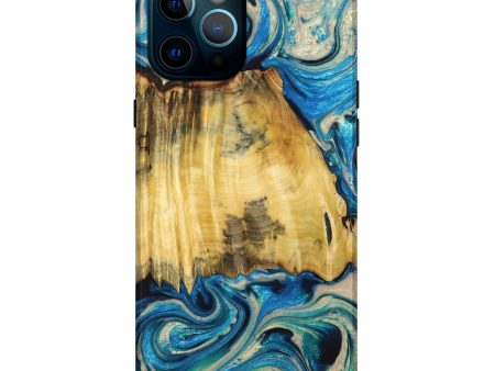 iPhone 12 Pro Max Wood+Resin Live Edge Phone Case - Irvin (Blue, 674091) Cheap