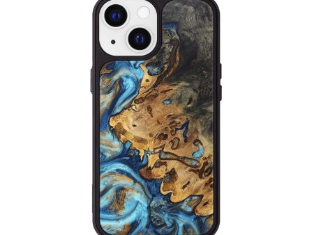 iPhone 13 Wood+Resin Phone Case - Antonio (Teal & Gold, 676683) Online Sale