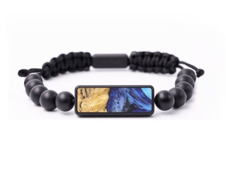 Onyx Bead Wood+Resin Bracelet - Ida (Blue, 673834) For Cheap