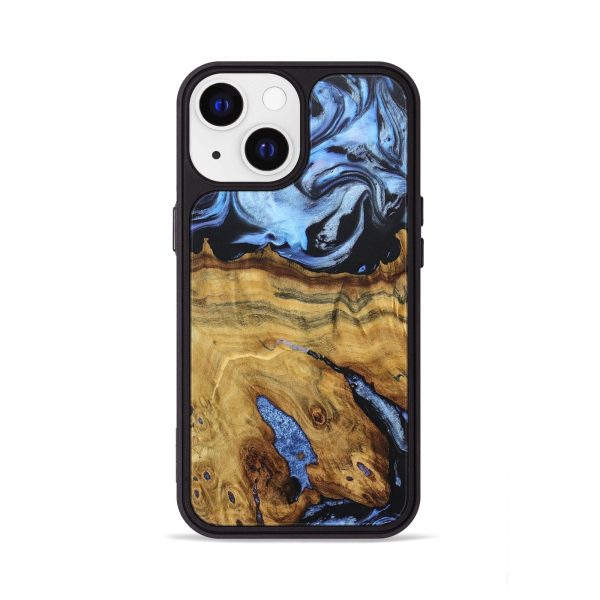 iPhone 13 Wood+Resin Phone Case - Gertrude (Blue, 676640) Online Sale