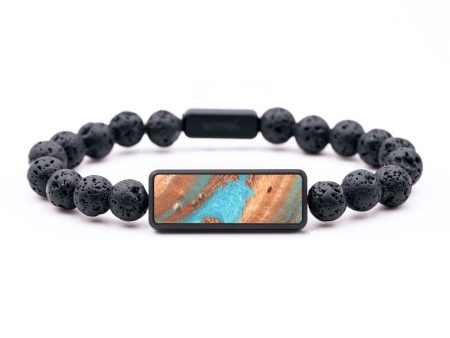 Lava Bead ResinArt Bracelet - Kaitlyn (Teal & Gold, 675385) Supply