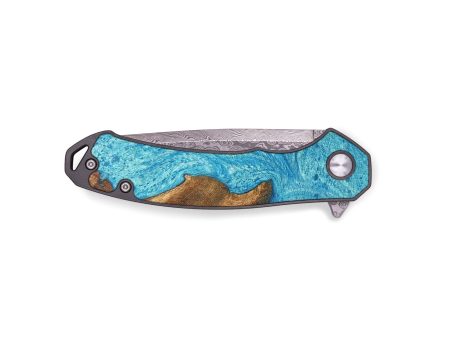 EDC Wood+Resin Pocket Knife - Athena (Blue, 671973) Discount