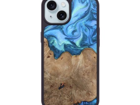 iPhone 15 Wood+Resin Phone Case - Ericka (Blue, 675888) Online now