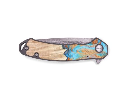 EDC Wood+Resin Pocket Knife - Roosevelt (Teal & Gold, 672000) Supply