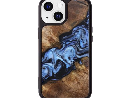 iPhone 13 Wood+Resin Phone Case - Abigail (Blue, 676642) For Cheap