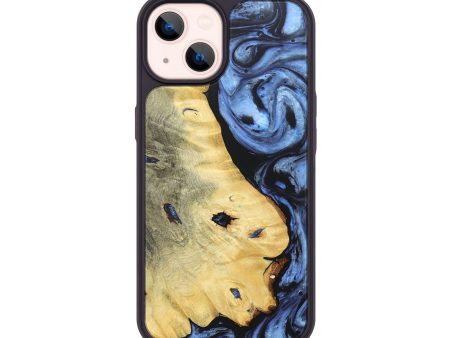 iPhone 14 Wood+Resin Phone Case - Carter (Blue, 676561) on Sale