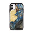 iPhone 11 Wood+Resin Phone Case - Gabriella (Teal & Gold, 675234) Cheap