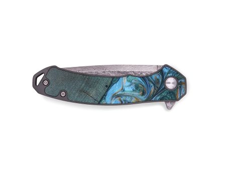 EDC Wood+Resin Pocket Knife - Dora (Teal & Gold, 672015) Online Sale