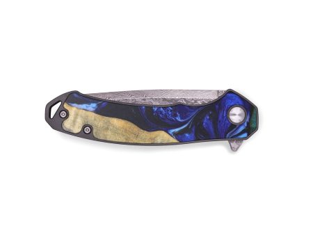 EDC Wood+Resin Pocket Knife - Ebony (Blue, 671932) Hot on Sale