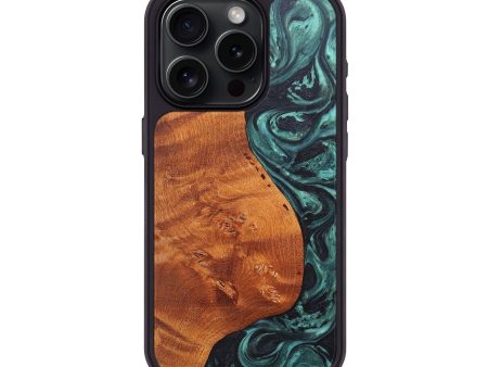 iPhone 15 Pro Wood+Resin Phone Case - Barbara (Green, 672947) on Sale