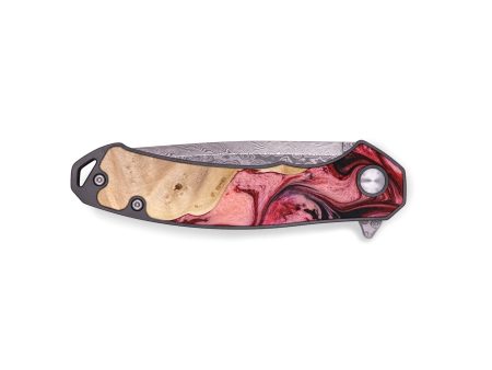 EDC Wood+Resin Pocket Knife - Seth (Red, 672032) Supply