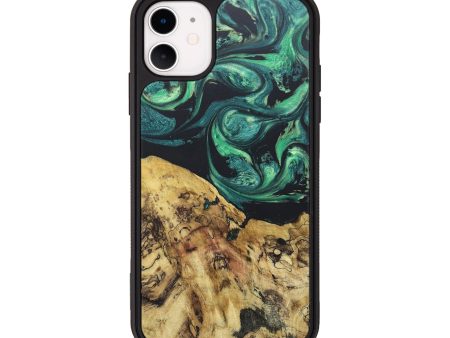 iPhone 11 Wood+Resin Phone Case - Frank (Green, 672885) on Sale