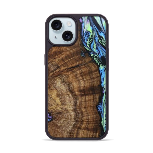 iPhone 15 Wood+Resin Phone Case - Kellen (Aurora, 673690) Sale