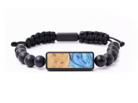 Onyx Bead Wood+Resin Bracelet - Jacquelyn (Blue, 674872) Online now