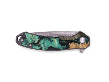 EDC Wood+Resin Pocket Knife - Garrett (Green, 671988) on Sale