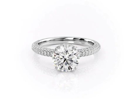 The Celine Set With A 3.5 Carat Round Moissanite Hot on Sale